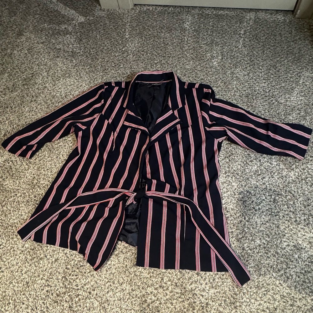 Ashley Stewart Black Blazer with Red Stripes